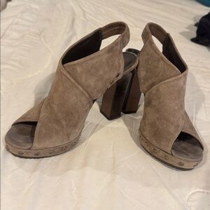 Donald J Pliner Brown Suede Open-Toe Block Heel Sandals Size 7.5